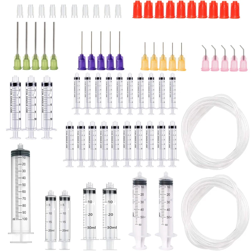 

Syringes with Blunt Tip Needles With Syringe Caps and Needle Caps for Refilling and Measuring Liquids, Oil or Glue Applicator