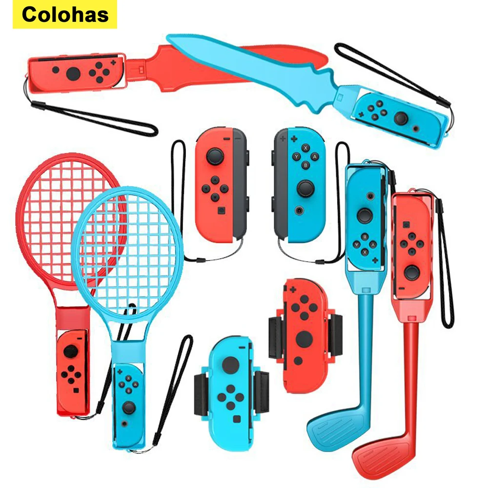 

10-in-1 For Nintendo Switch Sports Accessory Kit Includes Joycon Controller Wrist Strap Dance Shoot Game Accessories for Gaming