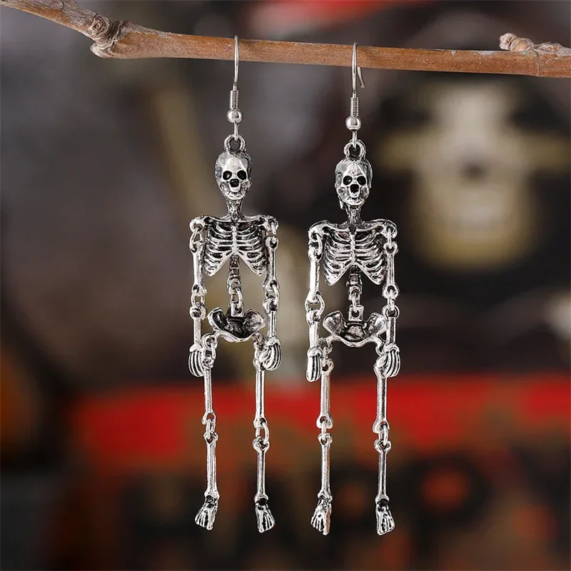 Retro Gothic Skull Ghost Head Men's Hypoallergenic Earrings Women's Fashion Trendy Hip Hop Alternative Halloween Party Jewelry