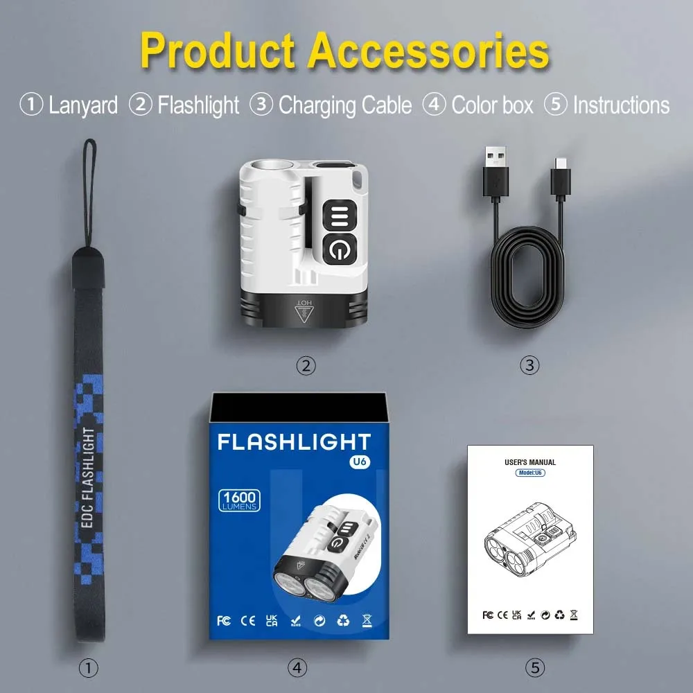 10 Modes COB LED Mini Flashlight Super Bright EDC Keychain Light Outdoor Emergency Camping Pocket Lamp With Tail Magnet