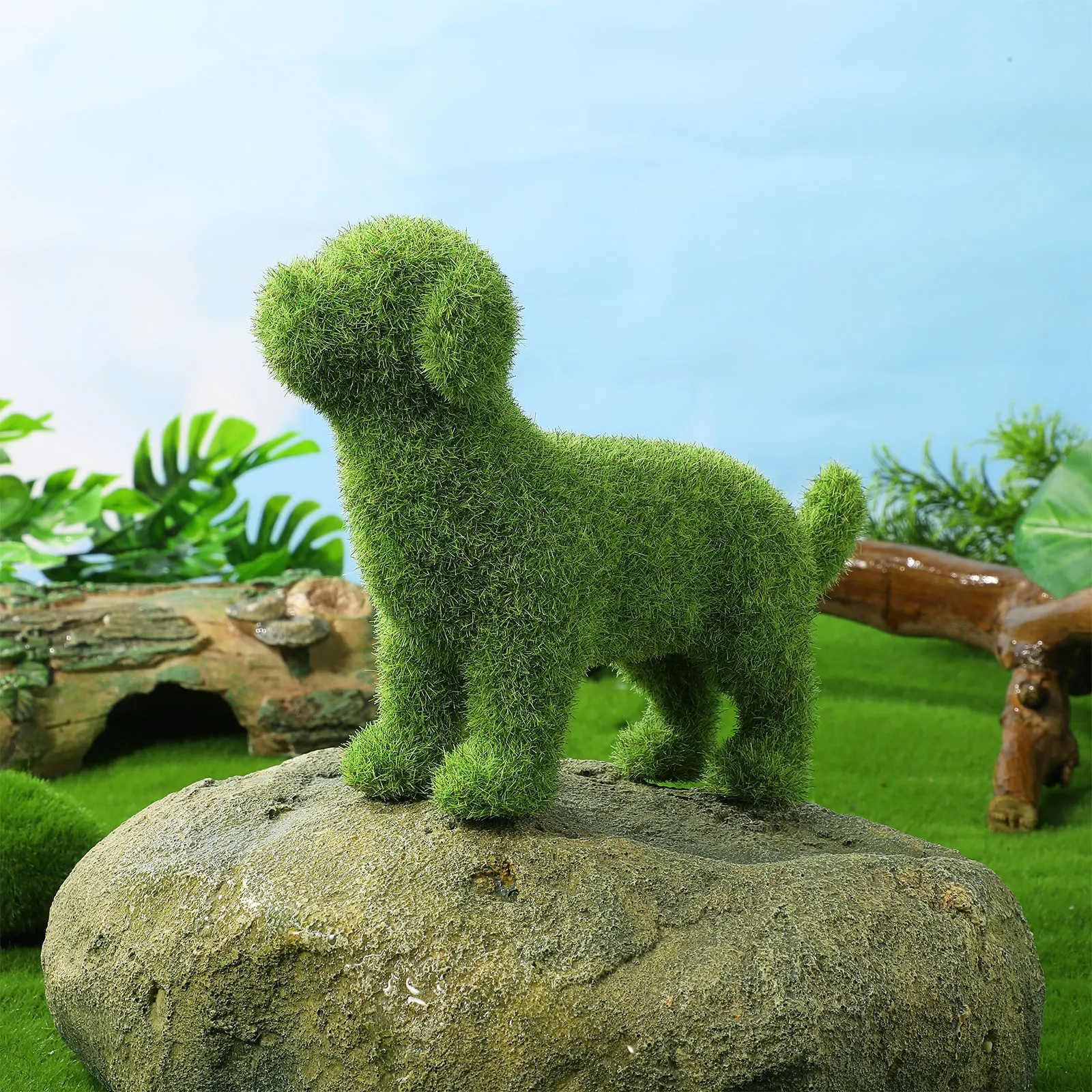 

Plant Simulated Puppy Ornaments Mother Turf Topiary Dog Flocking Flocked Figurine