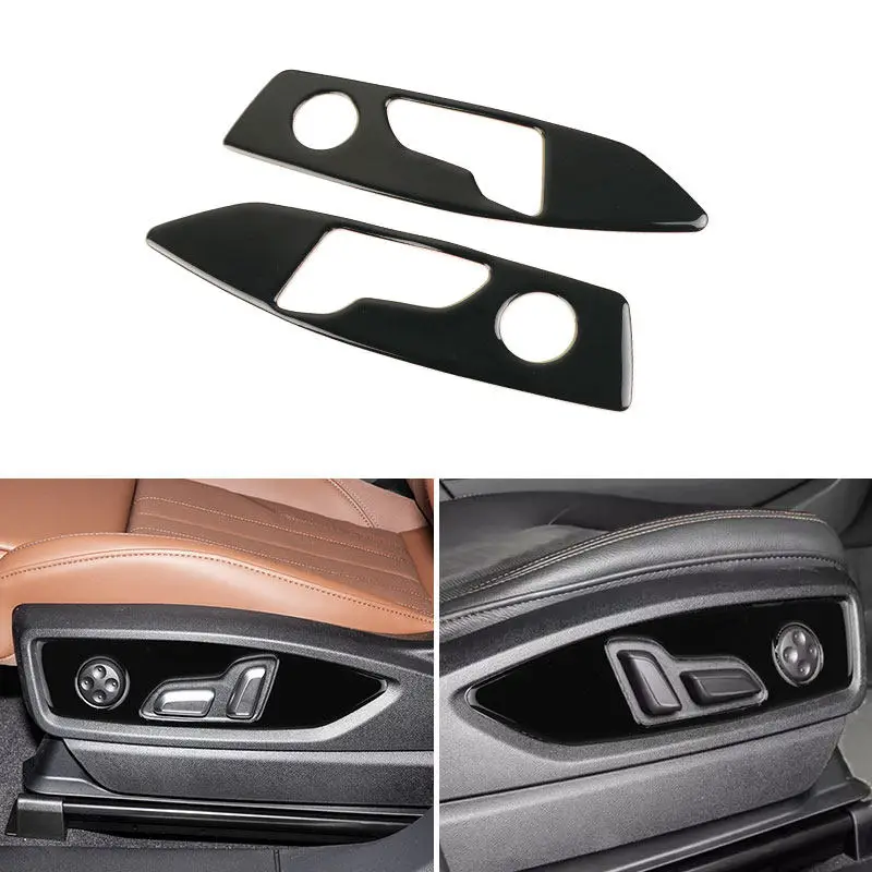 

2pcs Piano Black Soft PVC Plastic For Audi Q5 FY 2018 2019 2020 2021 2022 Car Seat Adjustment Button Panel Cover Sticker Trim