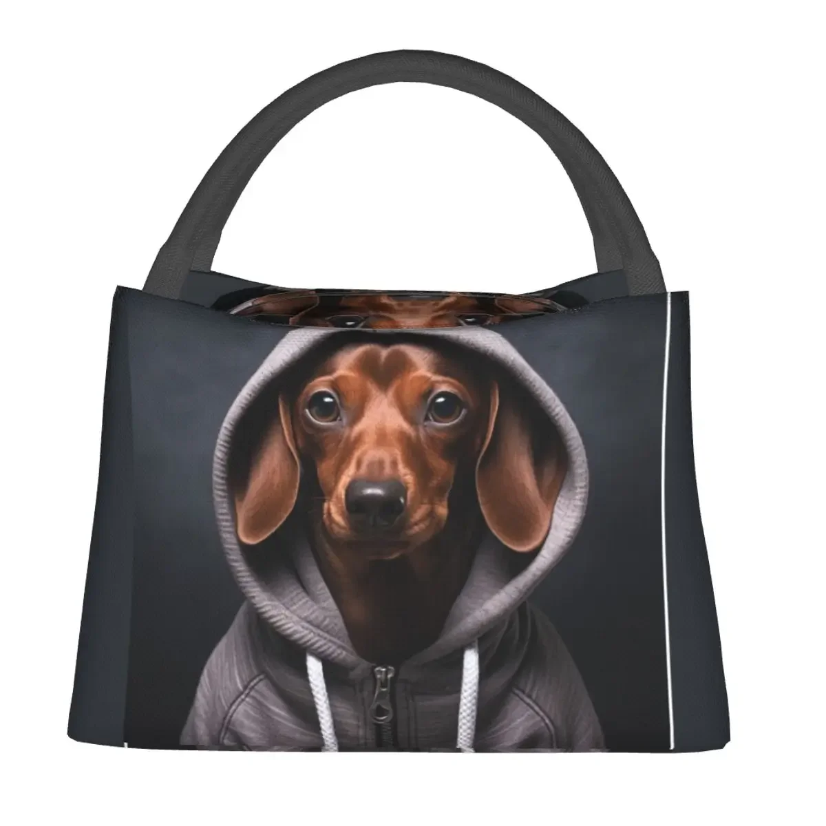 Sausage Dog Lunch Bag Animal Cute Puppy Dachshund Retro Lunch Box For Child Picnic Portable Insulated Cooler Bag Tote Food Bags