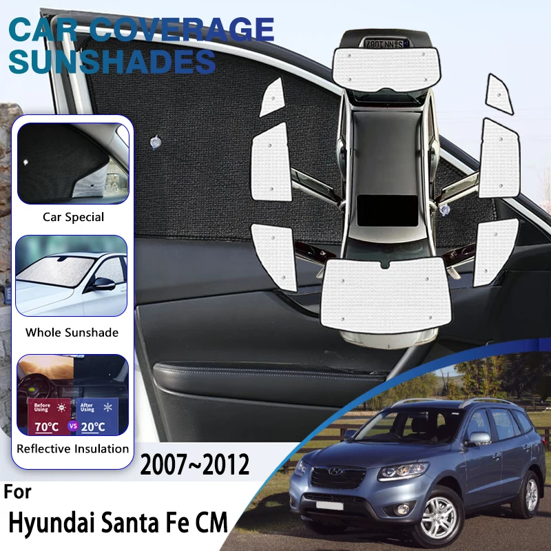 

Full Covers Sunshades For Hyundai Santa Fe CM 2007~2012 Car Windows Windshield Sunshade UV Reflector Sun Shade Visor Accessories