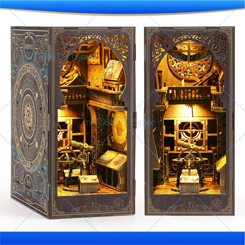 Retro astronomy museum DIY hut bookend hand-assembled wooden model