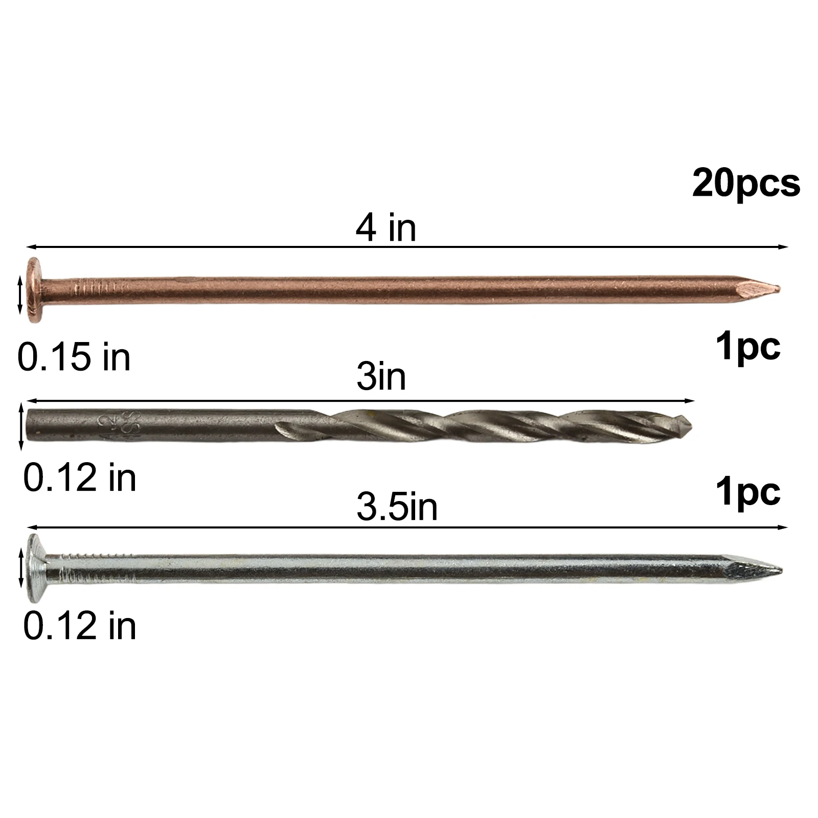 Copper Nails for Killing Tree Stumps and Roots 4 Inch Nails with Drill Bit for Tree Removal and Stump Treatment Projects