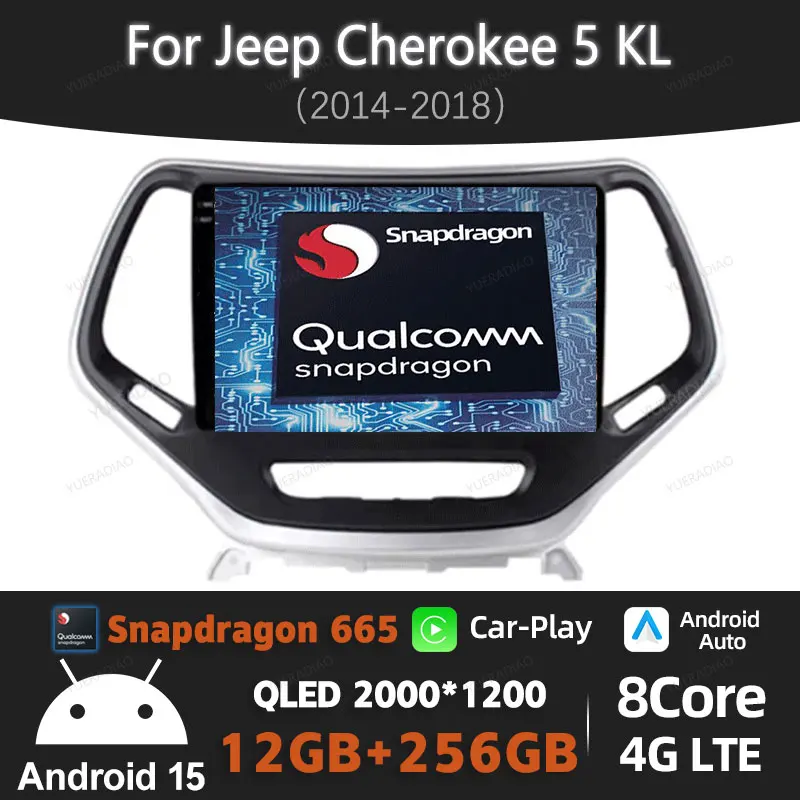 

Android 15 Car Radio For Jeep Cherokee 5 KL 2014 - 2018 BT Head Unit 4G WIFI GPS NAVI 2DIN Multimedia Video Player Qualcomm QLED