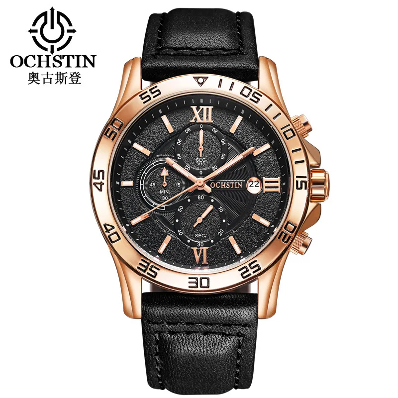 Foreign trade hot-selling watch brand OCHSTIN multi-functional quartz men's calendar leather sports watch