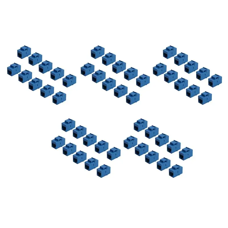 Stylish-50Pcs RJ45 Connector Keystone Jack Cat6 Extension Coupler Ethernet Network LAN Cat 6 Coupler Jacks Extend Adapter,Blue