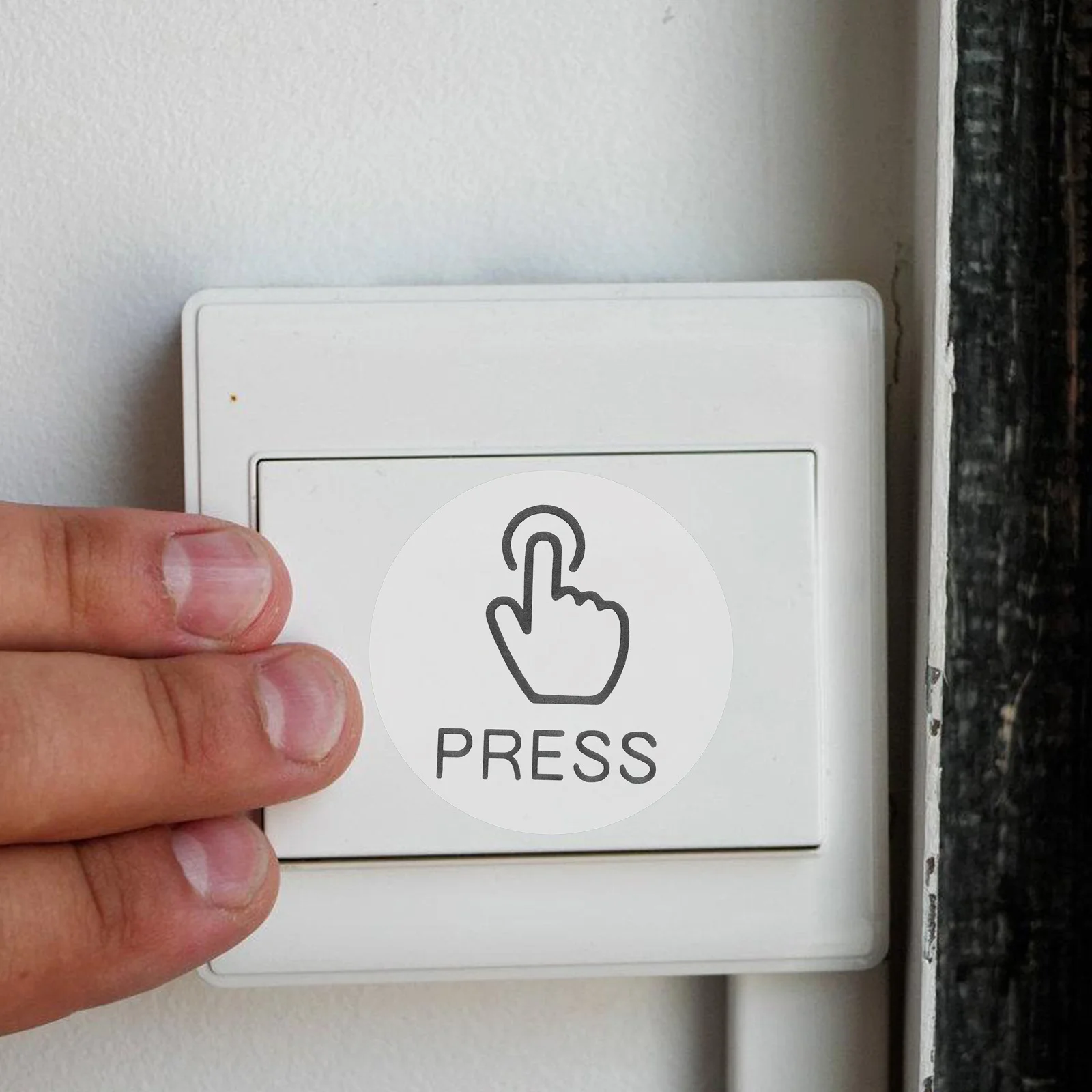 

24Pcs PVC Door Switch Press Stickers Button Label Signs Self Adhesive Waterproof Reminder for Home Office Door Switches Decals