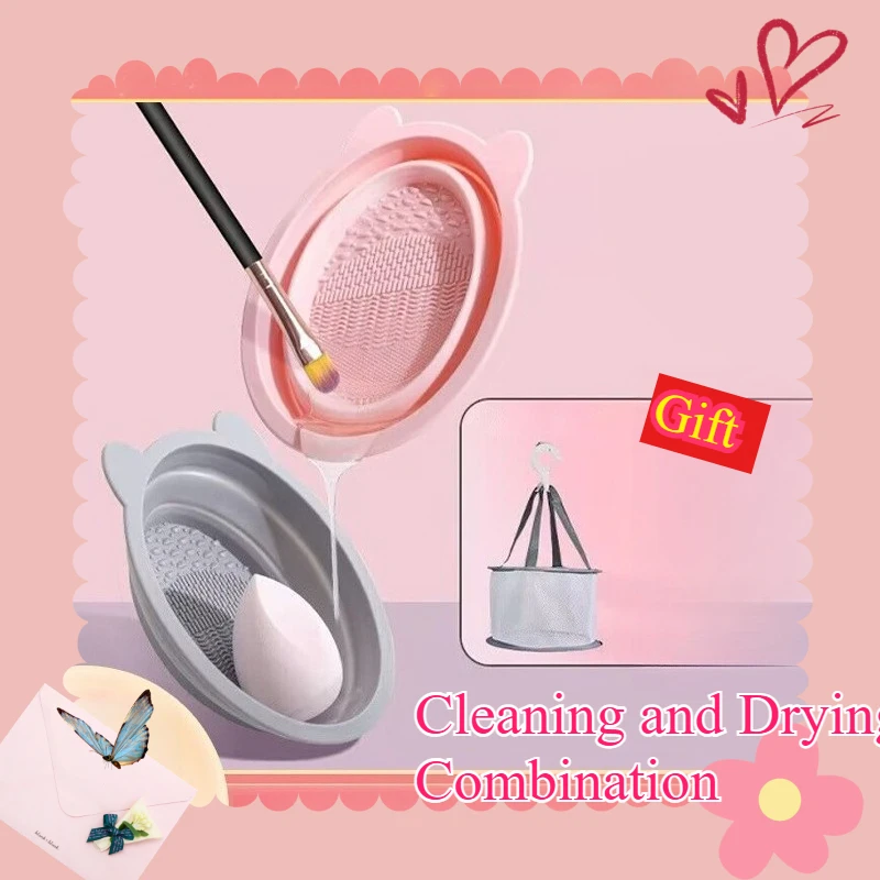 Nettoyeur de pinceaux de maquillage en Silicone, bol de nettoyage de bouffantes de poudre pliante, pinceaux de fard à paupières, tapis doux de lavage, outils de beauté, boîte à récurer