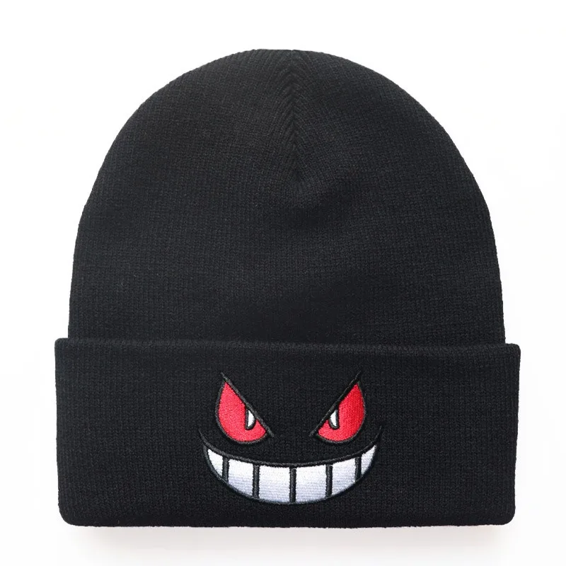 Mouth Eyes Embroidery Elasticity Cartoons Beanie Winter Keep Warm Fashion Autumn Crimping Woman Men Knitted Hat Skull Cap