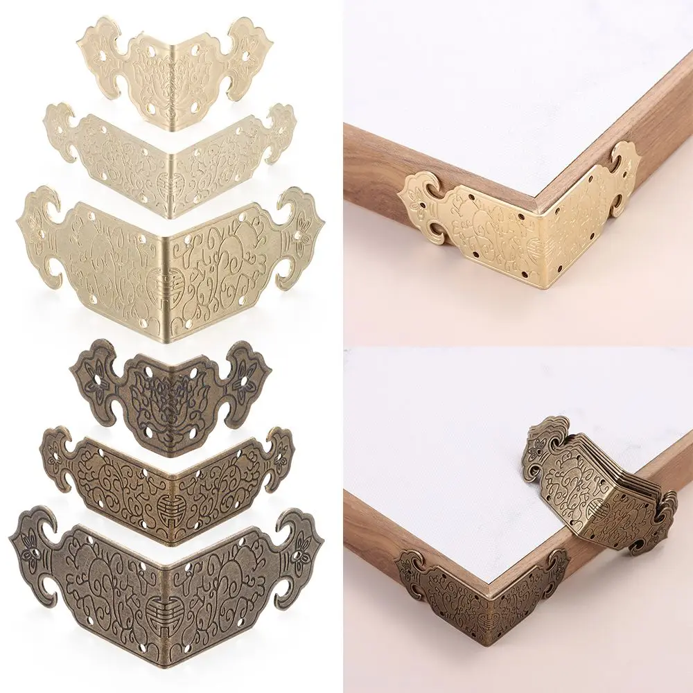 8Pcs Metal Antique Corner Protector Right Angle Corners Bracket for Wood Case Feet Leg Edge Cover Furniture Hardware