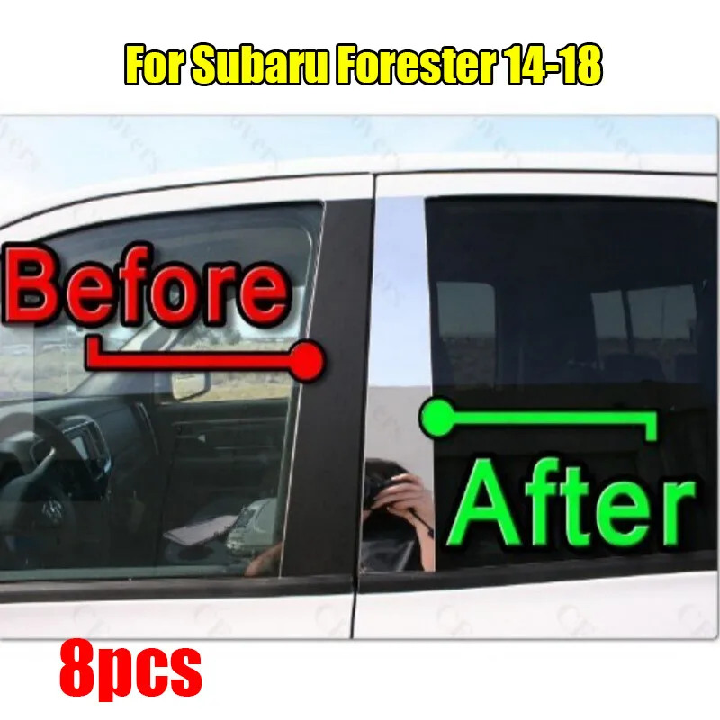 

8 шт. хромированная накладка на дверную стойку, зеркальная стойка для Subaru Forester 14-18