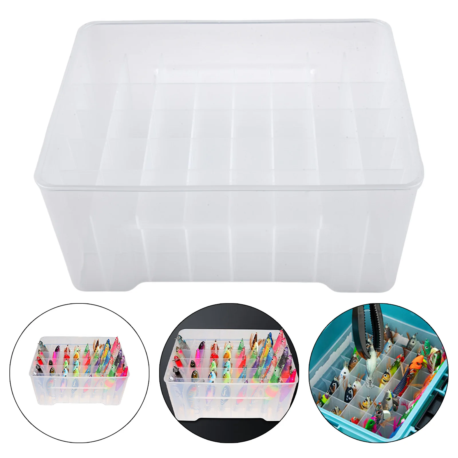 40 Grids Plastic Fishing Tackle Box Lined Box Squid Jig Hard Lure Fishing Iron Plates Tool Case Fishing Lure Bait Storage Box