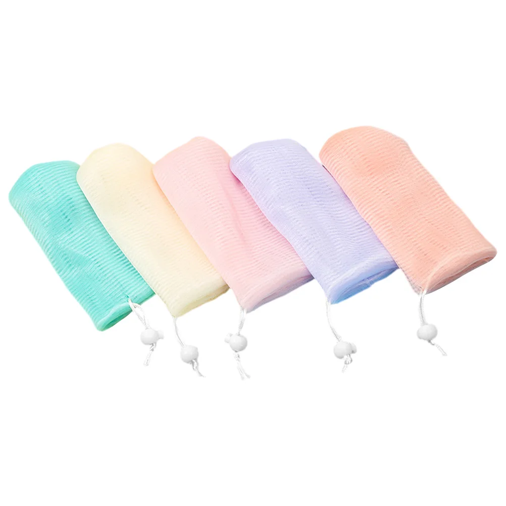 5 Pcs Net Lathering Soap Foaming Sack or No-drilling Basket Colored