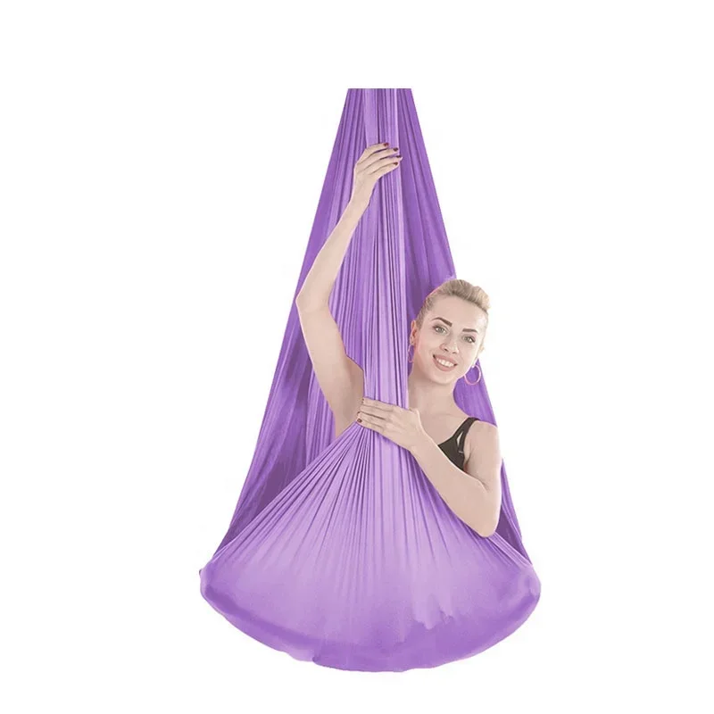 Personalized yoga hammock stretchable anti-gravity air flight rocking silk made of polyester and nylon for yoga practice