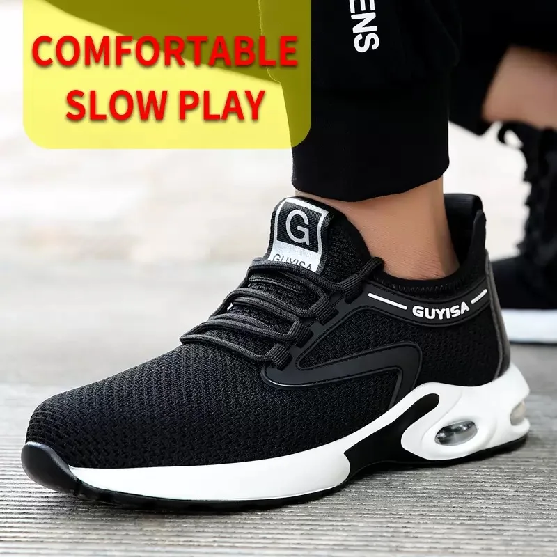 Breathable Men's Anti-Odor Soft-Soled, Impact-Resistant, Puncture-Resistant Steel-Toe Lightweight Safety Shoes for Summer Work