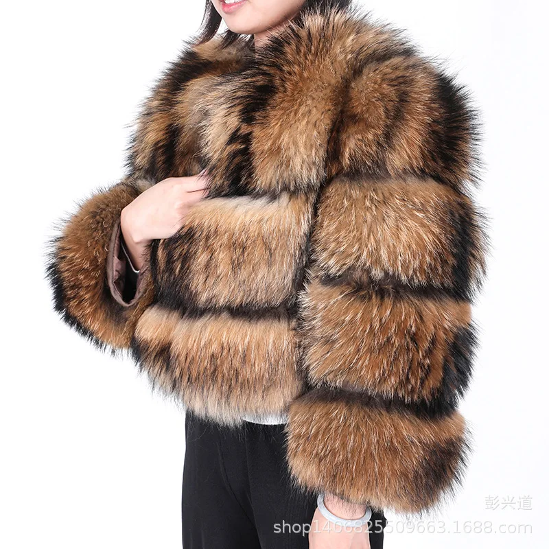 KIDCRKJ Women's Winter Faux Fur Coat Luxury Thickened Fur Coat Artificial Fox Fur Jacket Stylish Oversized Eco Fur Jacket