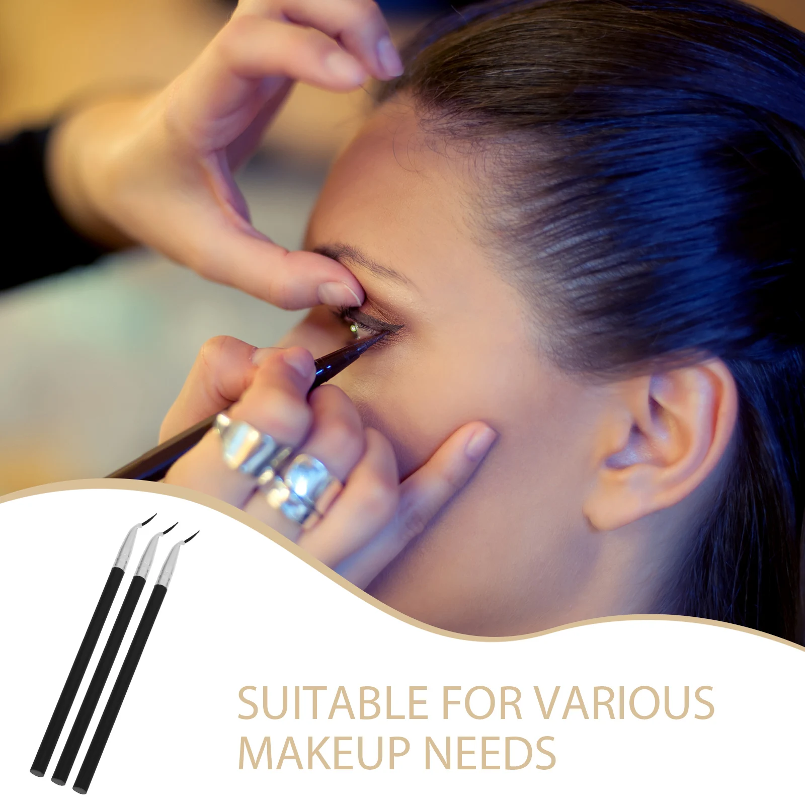 3 pçs pincel de maquiagem angular para delineador e delineador labial controle preciso cabeça angular ferramenta para viagens para artistas