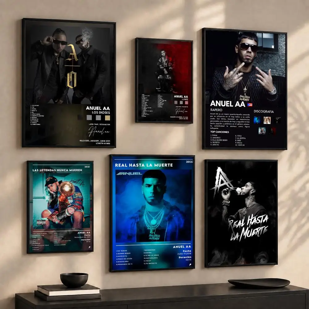 Popular Latin Rapper A-Anuel AA Poster Wall Art Print Sticker for Bedroom Living Room Dorm Office Modern Home Decor Gift