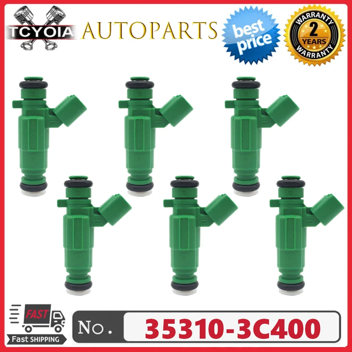 6pcs/lot Fuel Injectors 35310-3C400 353103C400 For Hyundai Santa Fe KIA Sorento Sedona 2010-2014 3.5L V6