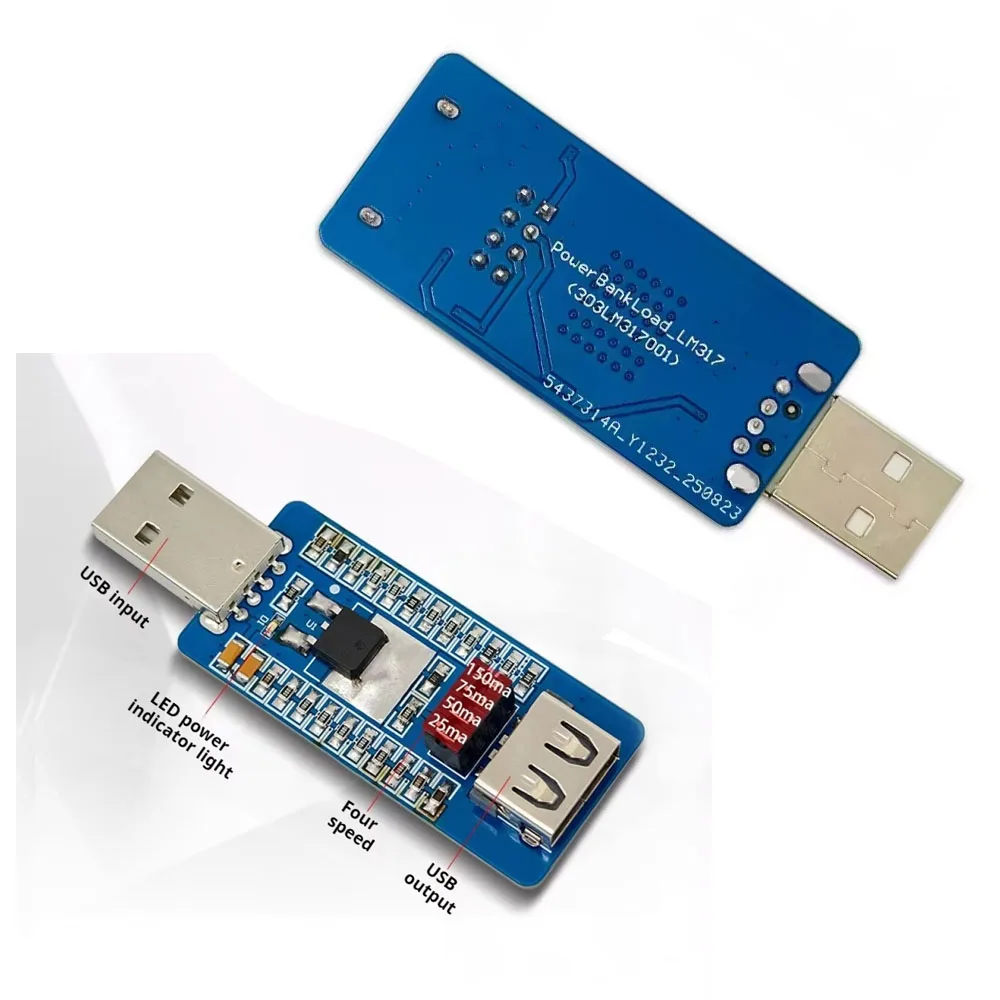 USB Electronic Load Board USB Power Bank Virtual Load Anti-shutdown Module Onboard LM317 Power Chip with LED Indicator Light
