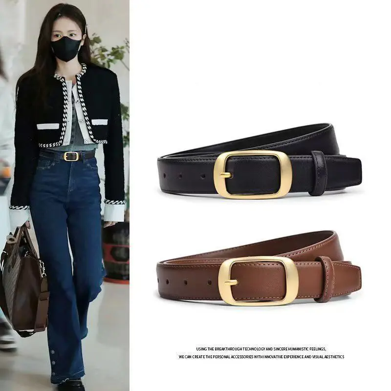 2pcs Pack Women's Reversible PU Leather Belt Suitable for Dresses Adjustable Smooth Buckle Belt, Belt for women