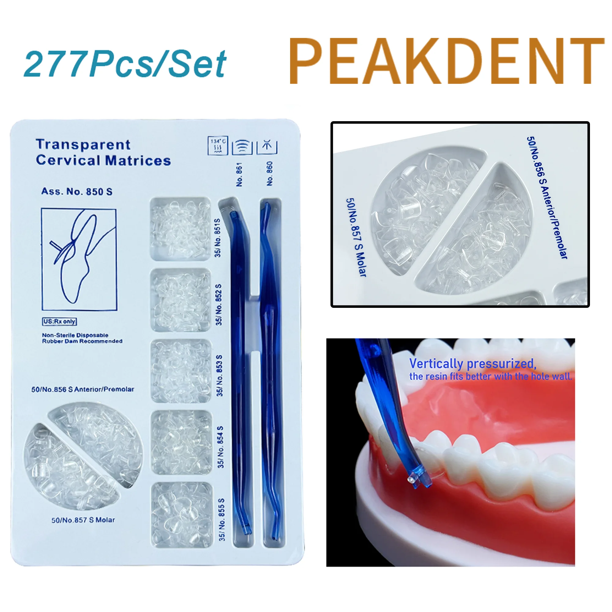 277Pcs/set Dental Matrix Cervical Matrices Composite Gingival for Kerr Style Transparent 850S Dentist Filling Materia Tools