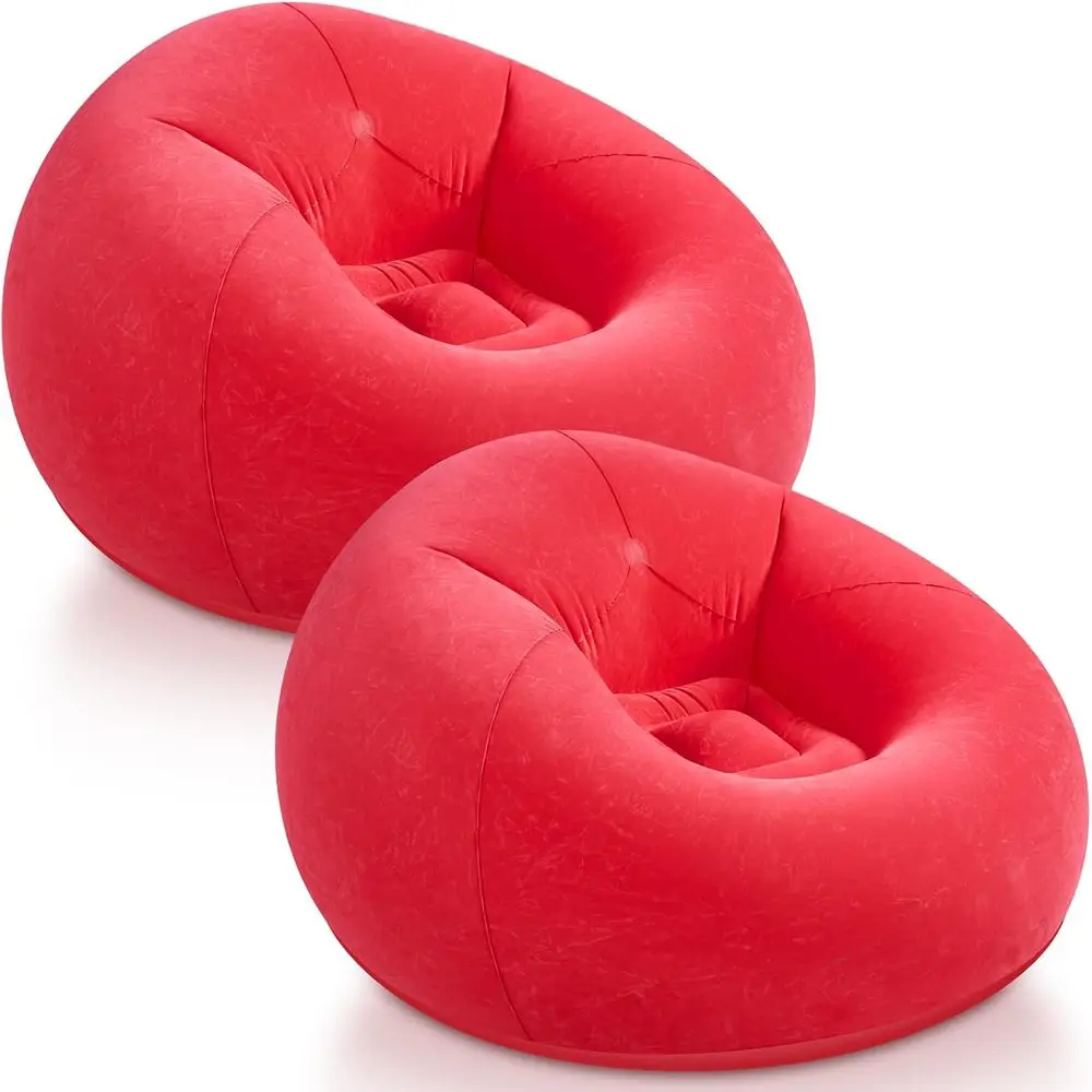 

Iatable Soa Bean Bag Lounge Chair Lazy Soa olding Portable Chair or Living Room Bedroom Balcony Reading Room (Red, 2 Pcs)