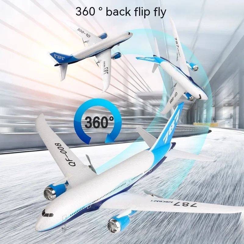 Remote-Controlled Passenger Aircraft Boeing 787 Glider Qf008 Rc 3-Channel Fixed Wing Aircraft 2.4g Children\'s Outdoor Toy Gift