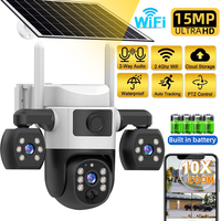15MP HD Wifi Security Cameras 3 Lens 3 Screen 10X Zoom Solar Outdoor Camera Waterproof Night Vision CCTV Security Protection