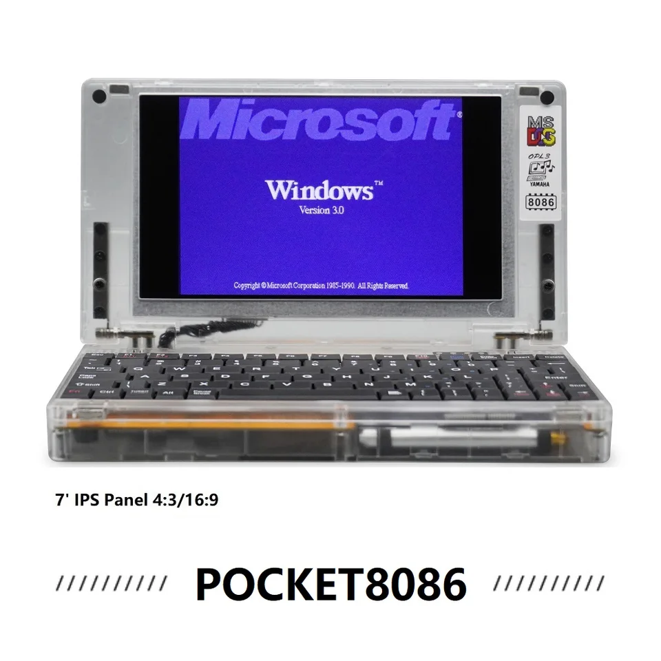 Pocket8086 Retro DOS Mini PC with 8086 CPU, Clear Case, Runs DOS