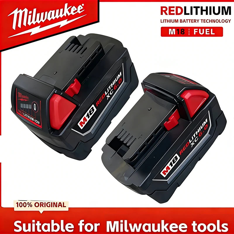 

2026 Milwaukee Original18V M18 Milwaukee Lithium ion Battery M18 B6 XC 48-11-1815 2604-20 48-11-1850 Rechargeable tool battery
