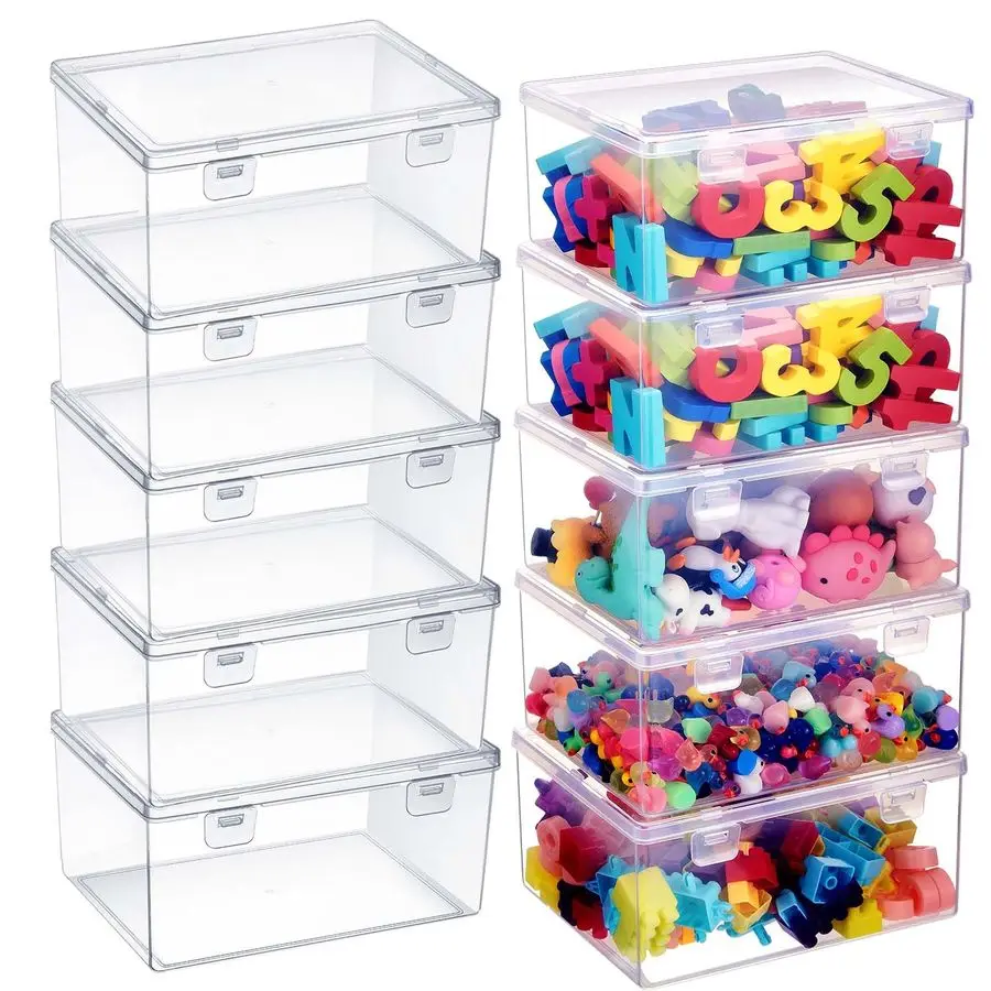 

Pcs 7.09 x 5.2 x 3.43 Inch Clear Plastic Playroom and Gaming Storage Organizer Box Containers Stackable Storage Bins with Lids f