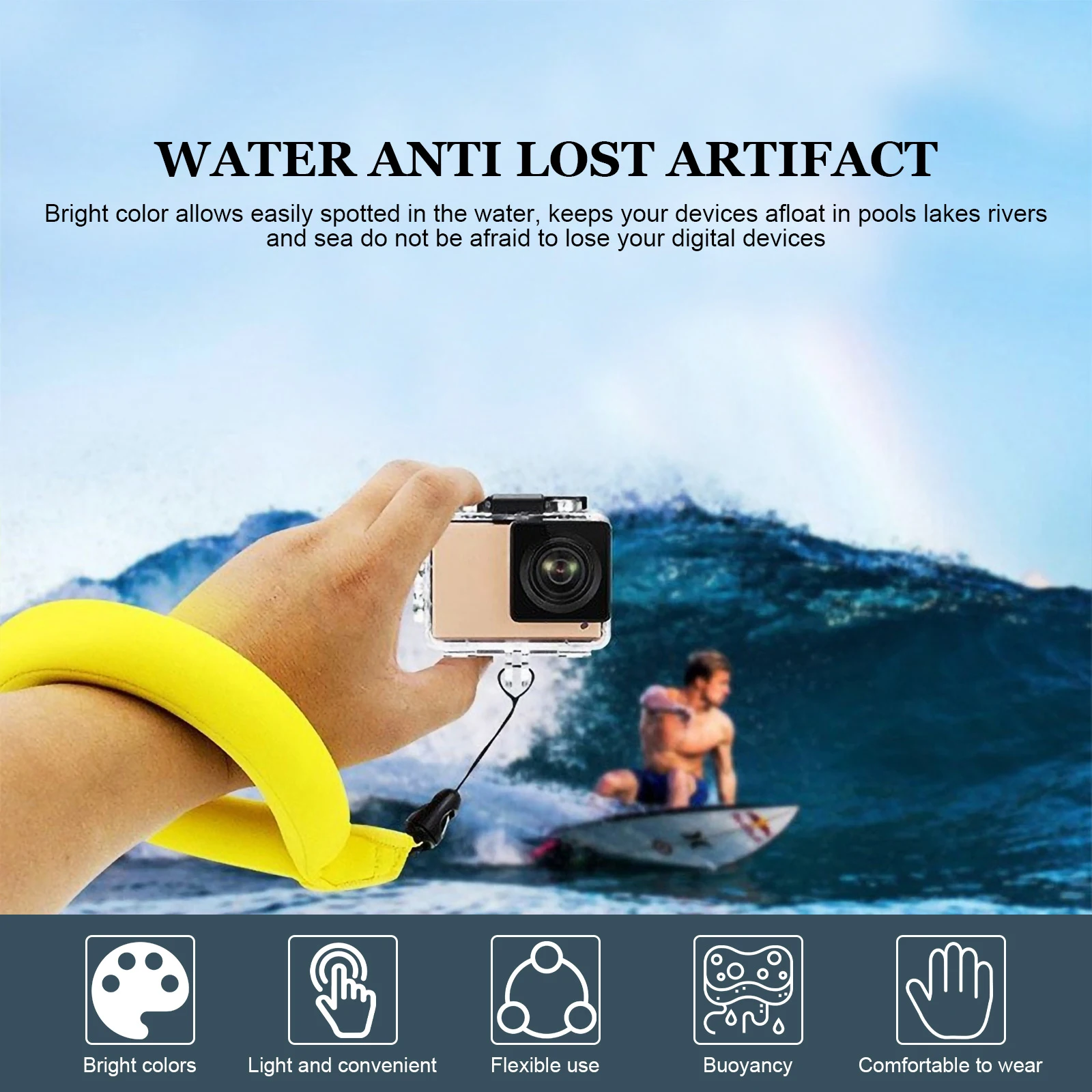 

4 PCS Waterproof Camera Float Foam Strap Buoyant Wrist Band Flotation Telephone Lanyard