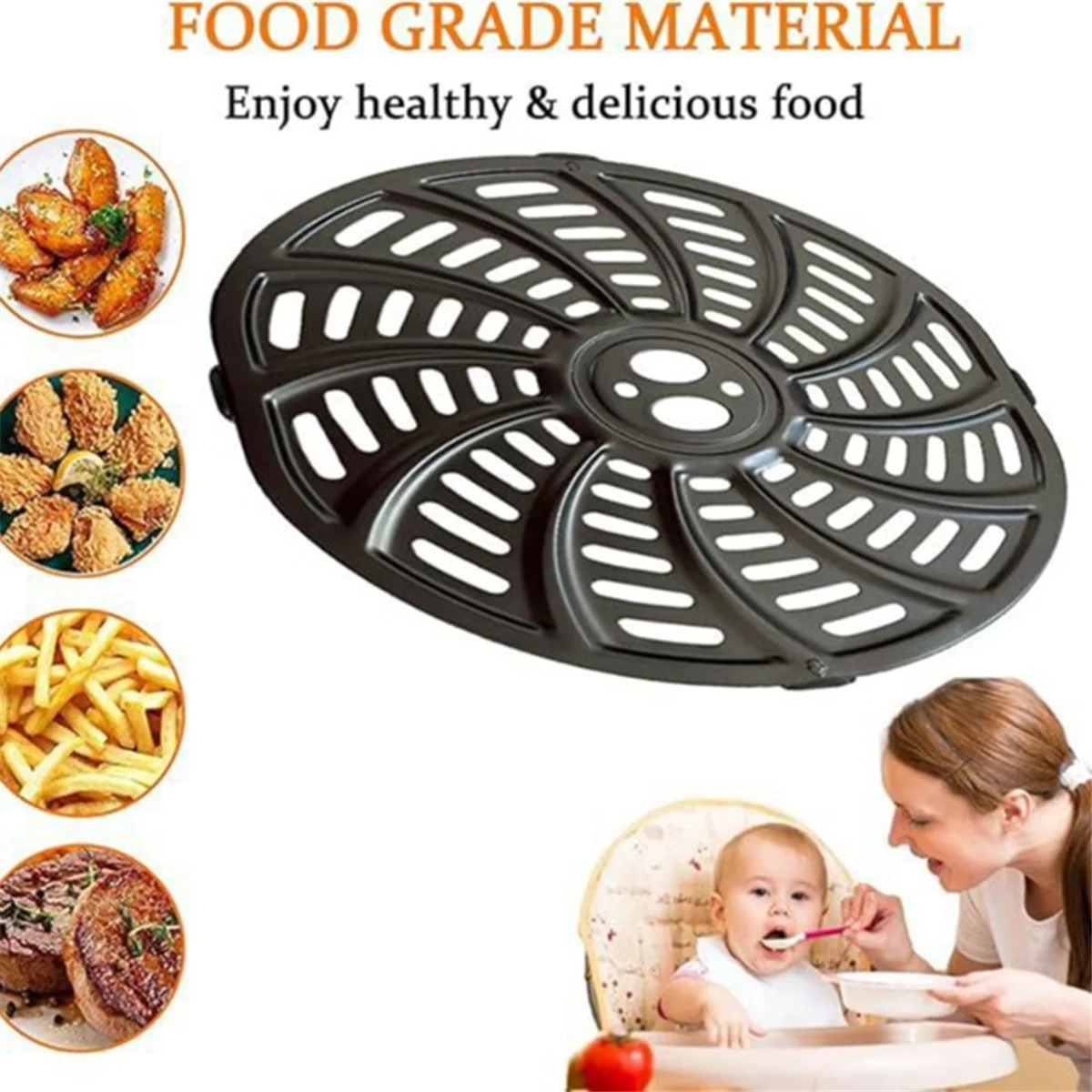 Air Fryer Grill Tray for Gourmia GAF698/GAF686 6QT Air Fryer Nonstick Air Fryer Grill Pan Crisper Plate Dishwasher Safe TQ