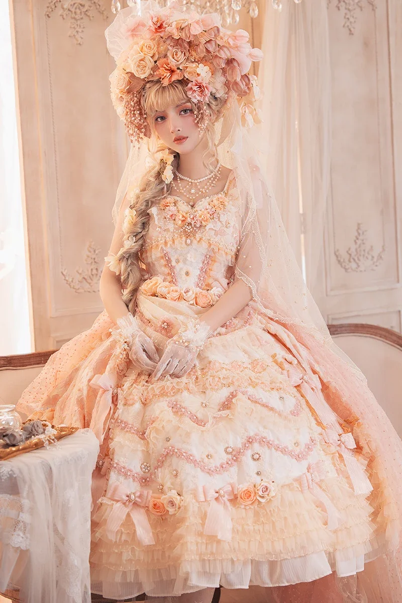 Japanese girls Tea Party Lolita dress Harajuku Palace Oil Painting Vintage Lolita Princess Jsk Dress Female bow tie dress