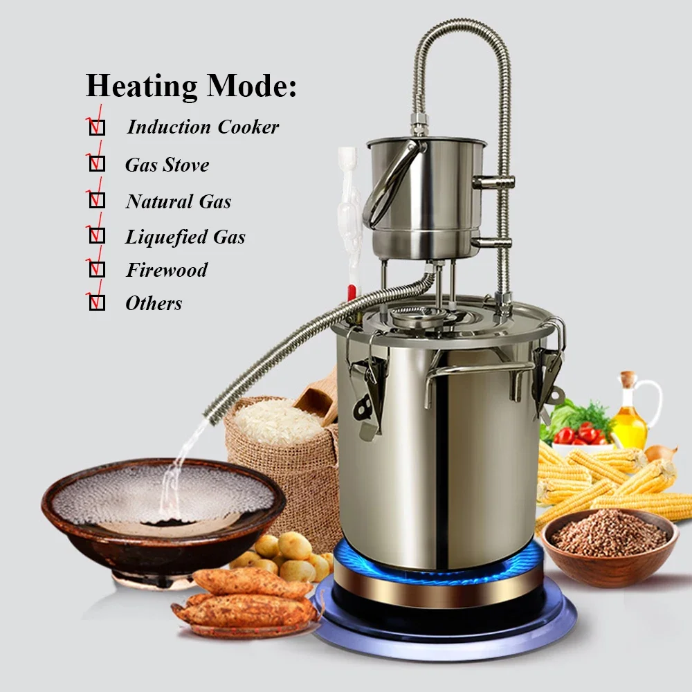 FOR 10L/20L Stainless Steel Moonshine Still Alcohol Wine Brandy Whisky Distiller Water Distiller Oil Brewing Pure Dew Kit