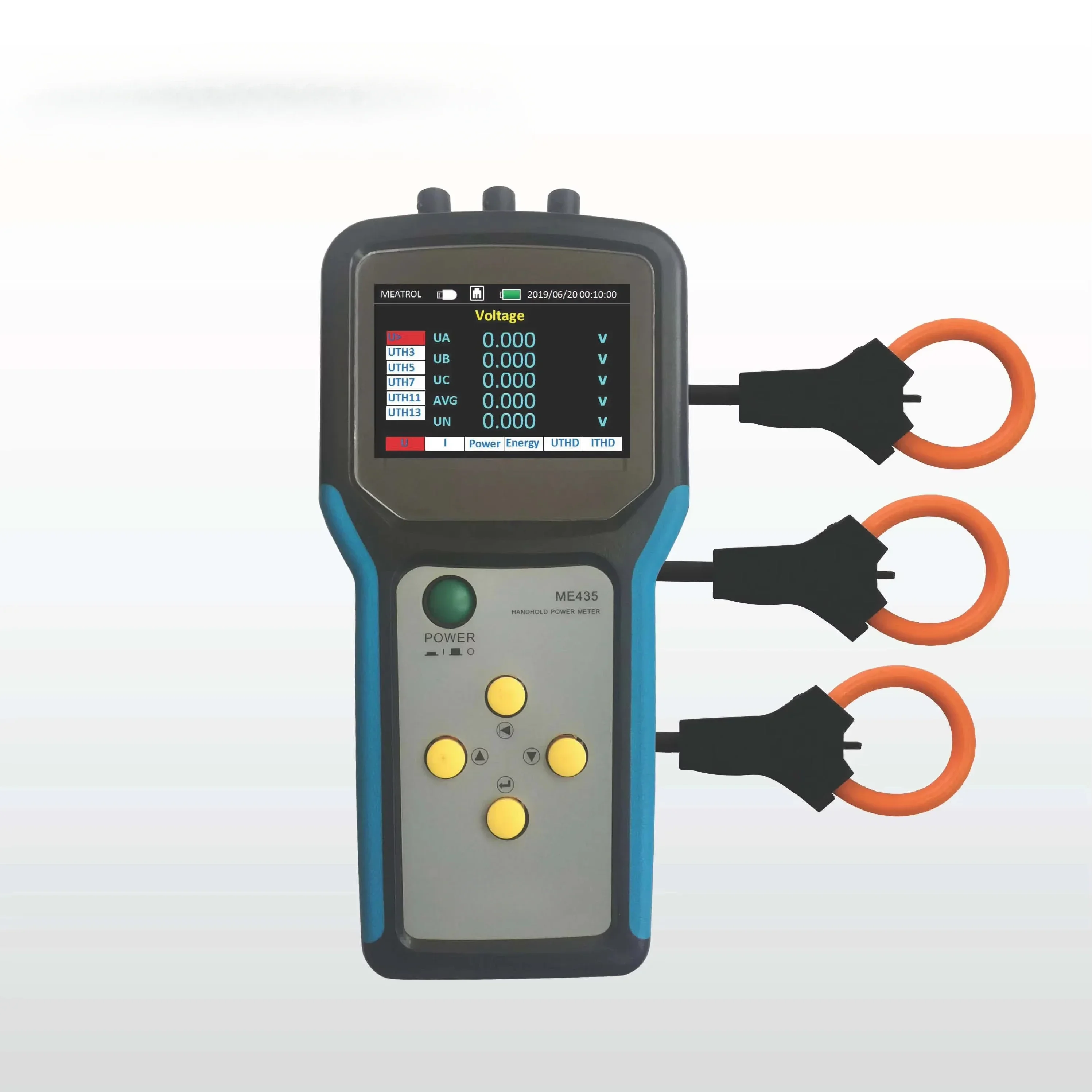 ME435 Handheld Data Logger, Power Quality Analyzer, Portable Energy Meter Three-Phase Logger 0.5% Roche Intelligence