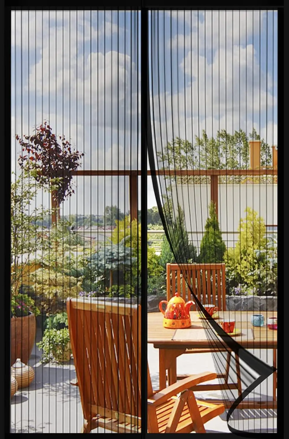 Mesh Screen with Magnetic Closure-Keeps Bugs Out Let Breeze in Heavy Duty - Pet and Kid Friendly Works with Front Sliding Doors