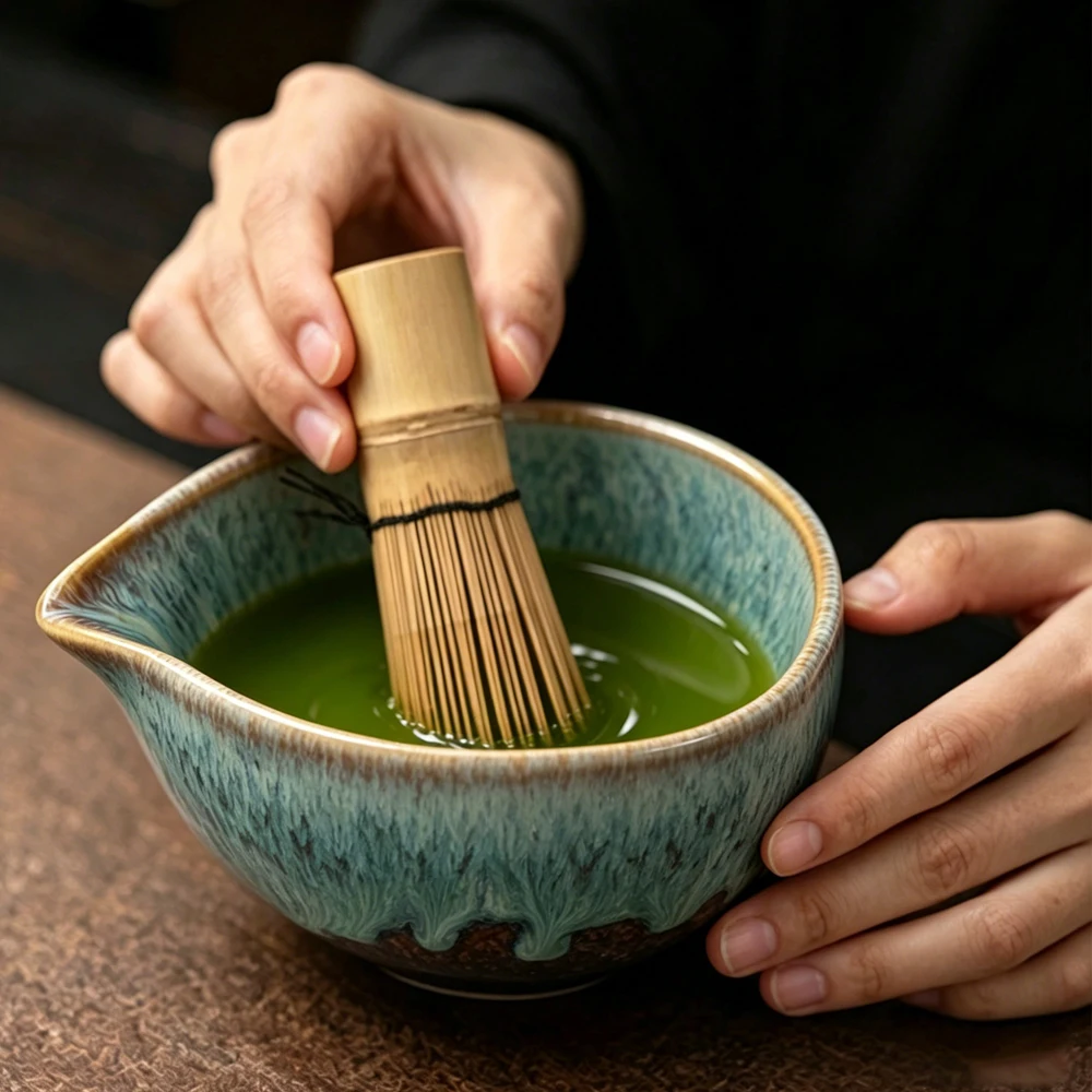 6 Pcs Japanese Matcha Tea Set Ceramic Matcha Bowl Bamboo Chasen Whisk Scoop Tea Making Accessories Presents for Tea Lovers