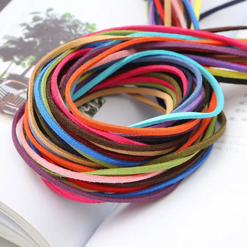 

4 Meters Long 3mm Wide Korean Fleece Rope Deerskin Strap Suede Gift Box Decorative Ribbon Imitation Leather Rope DIY Jewelry