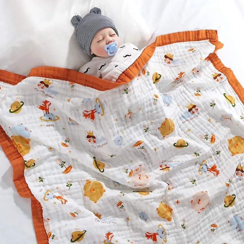 

Infant Bebe Swaddle for Newborn Baby Boys Girls Bedding Blanket Baby Blanket Cotton 6 Layers Cartoon Pure Cotton