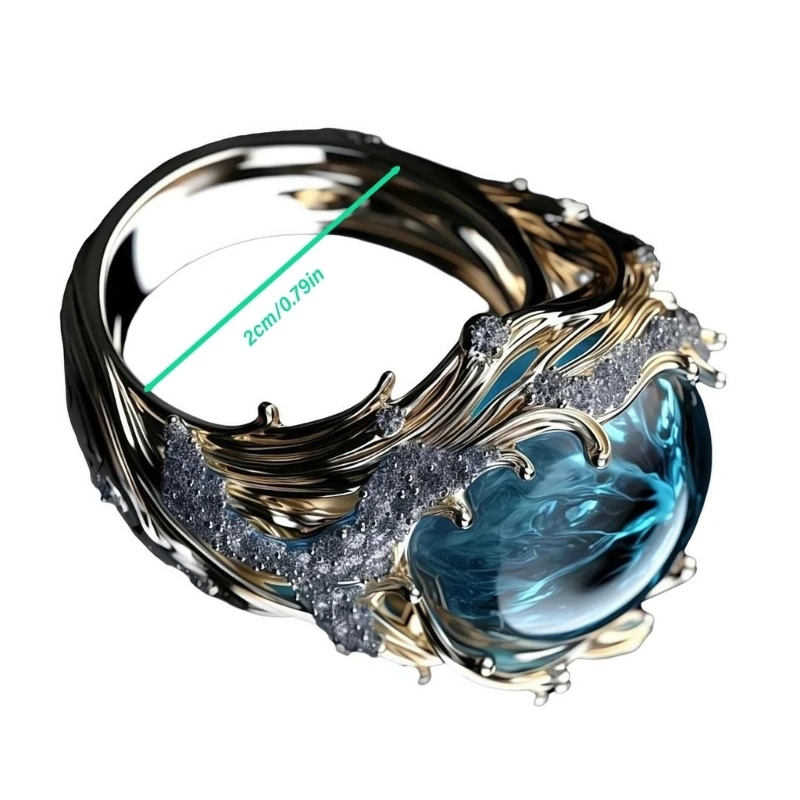 Ocean Wave Rings Friendship Rings Women Fashion Accessory Finger Jewelry Sea Ring Resin Alloy Rings for Various Occasion