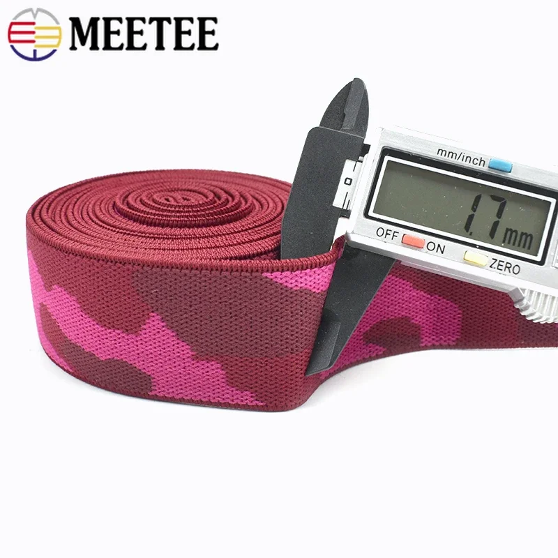 Meetee 1/2/3/5Meter 38mm Naaien Elastische Band Broek Elastiekjes Kleding Elastieken tape Camouflage Elasticiteit String Accessoires