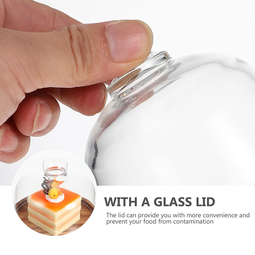 

Delicate Tray Multi-Function Dessert Plate Household Cake Plate With Handle Transparent Design Storage Holder Insect Dust