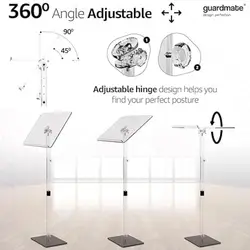 Acrylic Podium Lectern Stand | Height Adjustable Ultra Clear Light Weight Portable Church Pulpit | 360° Angle Tilt Laptop Music