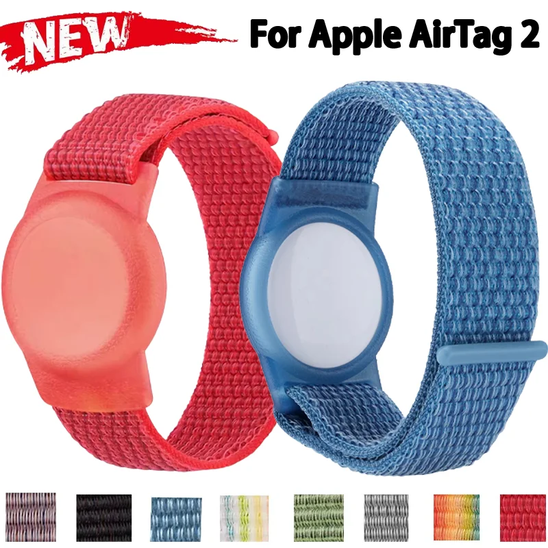 TPU Case+Nylon Loop Strap For Apple AirTag 2 Kids/Adults Location Tracker Bracelet For AirTag 2 Breathable Comfortable Watchband