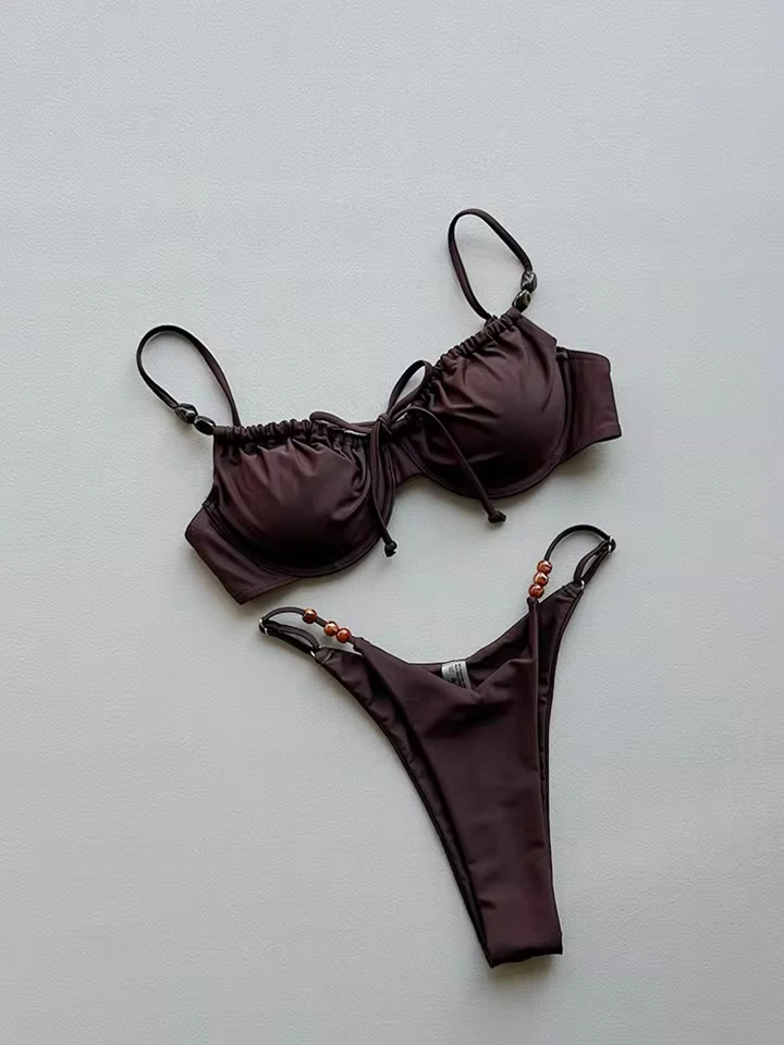 Vzvn Beads Biquini Bathing Suit Dot Swimming Suit Beachwear Push Up Bikinis 2026 Sexy Women Swimsuit Swimwear Female Bikini Set